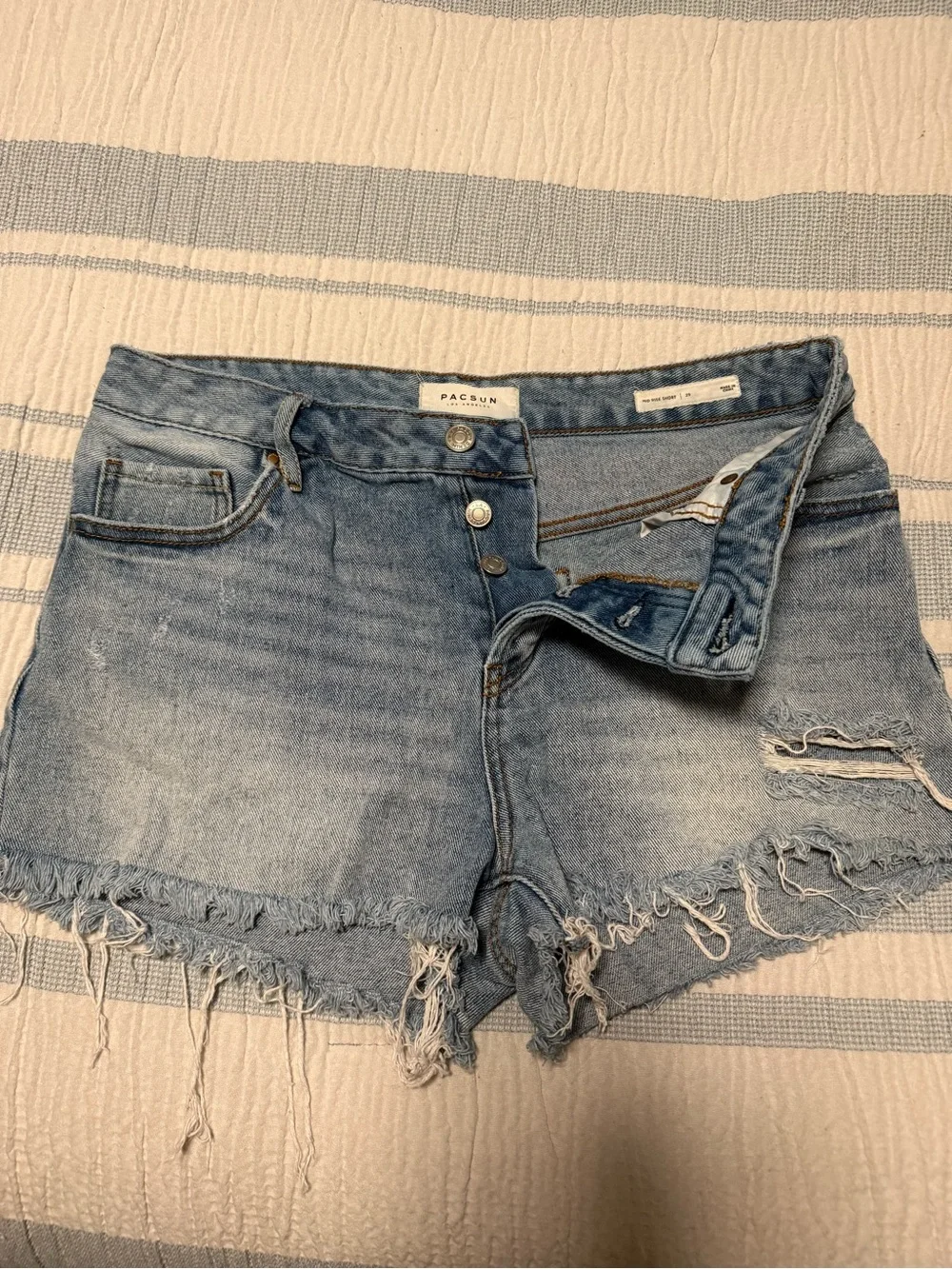 Pacsun Light Blue Distressed Denim Shorts